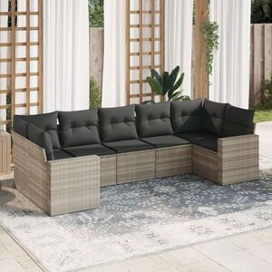 VidaXL Polyrattan Kerti Ülőgarnitúra - 7 részes, Világosszürke