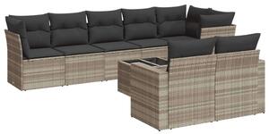 VidaXL Polyrattan Kerti Ülőgarnitúra - 9 részes, Világosszürke