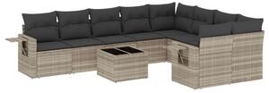 VidaXL Polyrattan Kerti Ülőgarnitúra - 10 részes - Világosszürke