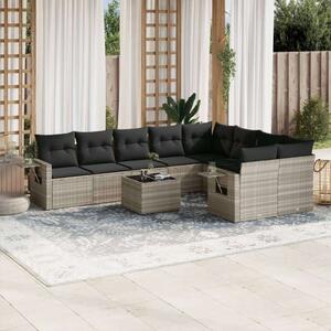 VidaXL Polyrattan Kerti Ülőgarnitúra - 10 részes - Világosszürke