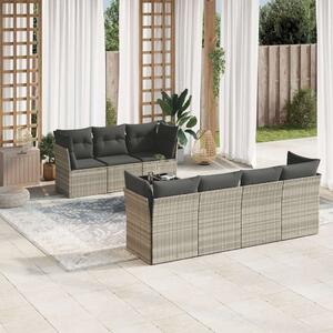 VidaXL Polyrattan Kerti Ülőgarnitúra - 8 részes, Világosszürke