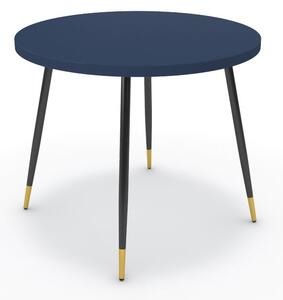 Étkezőasztal, kerek - Manu fekete és arany lábbal - Tiroli kék 90x90