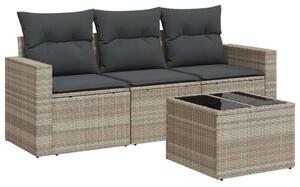 VidaXL Polyrattan Kerti Ülőgarnitúra - 4 részes - Világosszürke
