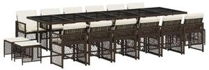 VidaXL Polyrattan Kerti Étkezőgarnitúra - 17 részes - Barna