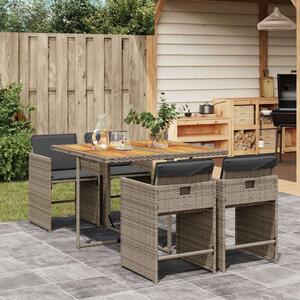 VidaXL 5 részes Kerti Étkezőgarnitúra - Polyrattan - Szürke