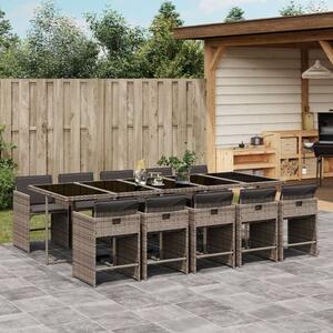 VidaXL 11 részes szürke polyrattan kerti ülőgarnitúra párnákkal