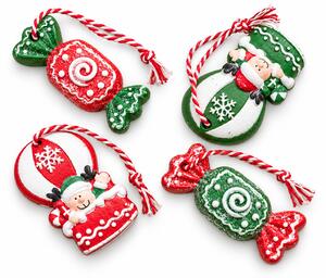 Szett 4 db karácsonyi dísz CANDY ELF 6 cm