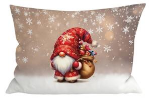 3D mikroszálas párnahuzat SANTA GNOME 50x70 cm, piros