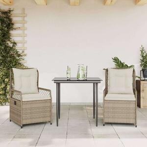 VidaXL Kerti Étkezőgarnitúra - 3 részes - Bézs Polyrattan