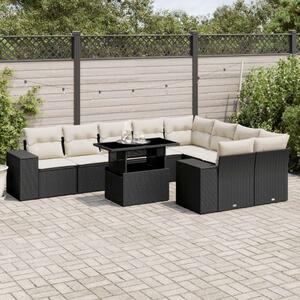 VidaXL Polyrattan Kerti Ülőgarnitúra - 10 részes - Fekete