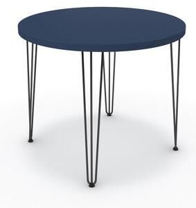 Étkezőasztal, kerek - Linga fekete lábbal - Tiroli kék 90x90