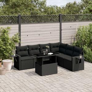 VidaXL Polyrattan Kerti Ülőgarnitúra - 7 részes - Fekete