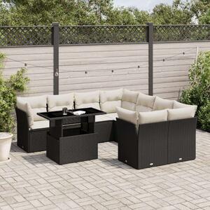 VidaXL Polyrattan Kerti Ülőgarnitúra - 9 részes - Fekete