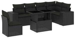 VidaXL Polyrattan Kerti Ülőgarnitúra - 7 részes - Fekete