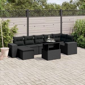 VidaXL Polyrattan Kerti Ülőgarnitúra - 8 részes - Fekete