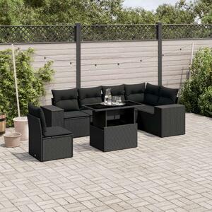 VidaXL Polyrattan Kerti Ülőgarnitúra - 7 részes - Fekete