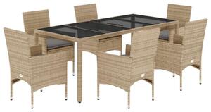 VidaXL Polyrattan Kerti Étkezőgarnitúra - 7 részes - Bézs