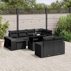 VidaXL Polyrattan Kerti Ülőgarnitúra - 11 részes - Fekete