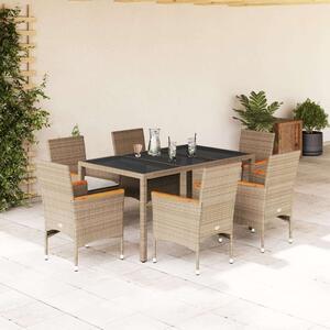 VidaXL Polyrattan Kerti Étkezőgarnitúra - 7 részes, Bézs