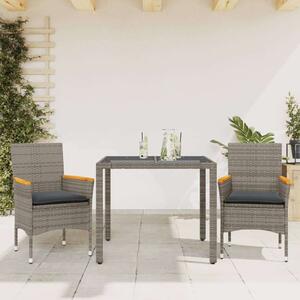 VidaXL Polyrattan Kerti Étkezőgarnitúra - 3 részes - Szürke