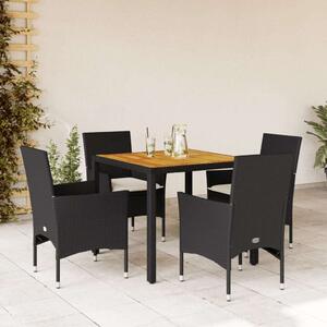 VidaXL - 5 Részes Kerti Étkezőgarnitúra - Polyrattan - Fekete