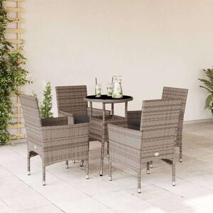 VidaXL Polyrattan Kerti Étkezőgarnitúra - 5 részes - Szürke