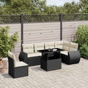VidaXL Polyrattan Kerti Ülőgarnitúra - 7 részes - Fekete