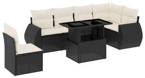 VidaXL Polyrattan Kerti Ülőgarnitúra - 7 részes - Fekete