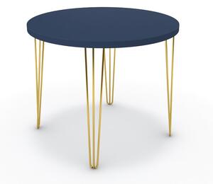 Étkezőasztal, kerek - Linga arany lábbal - Tiroli kék 90x90