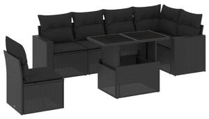 VidaXL Polyrattan Kerti Ülőgarnitúra - 7 részes - Fekete