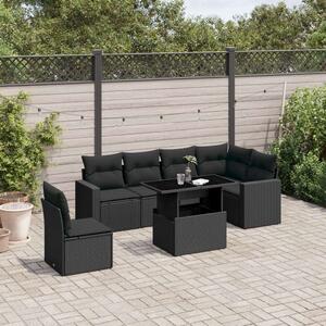 VidaXL Polyrattan Kerti Ülőgarnitúra - 7 részes - Fekete