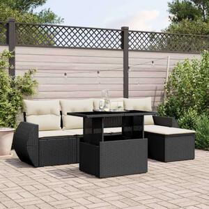 VidaXL Polyrattan Kerti Ülőgarnitúra - 6 részes - Fekete