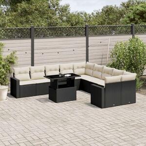 VidaXL Polyrattan Kerti Ülőgarnitúra - 11 részes - Fekete