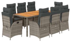 VidaXL Polyrattan Kerti Étkezőgarnitúra - 9 részes - Szürke
