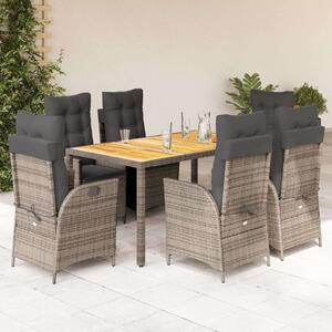 VidaXL Polyrattan Kerti Étkezőgarnitúra - 7 részes - Szürke