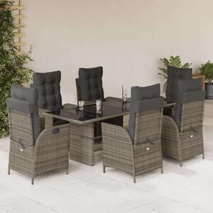 VidaXL Polyrattan Kerti Étkezőgarnitúra - 7 részes - Szürke