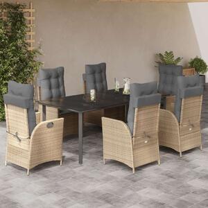 VidaXL Kerti Étkezőgarnitúra - Polyrattan - 7 részes - Bézs