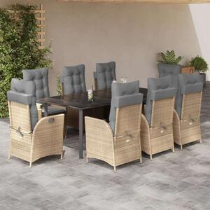 VidaXL Polyrattan Kerti Étkezőgarnitúra - 9 részes - Bézs
