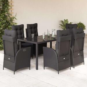 VidaXL Polyrattan Kerti Étkezőgarnitúra - 7 részes - Fekete