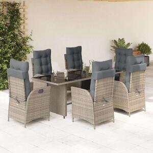 VidaXL Polyrattan Kerti Étkezőgarnitúra - 7 részes - Szürke