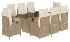 VidaXL Polyrattan Kerti Étkezőgarnitúra - 9 részes - Bézs