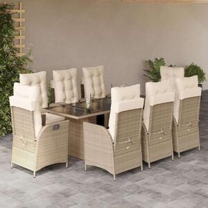 VidaXL Polyrattan Kerti Étkezőgarnitúra - 9 részes - Bézs