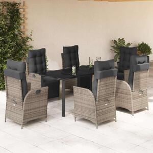 VidaXL Polyrattan Kerti Étkezőgarnitúra - 7 részes - Szürke