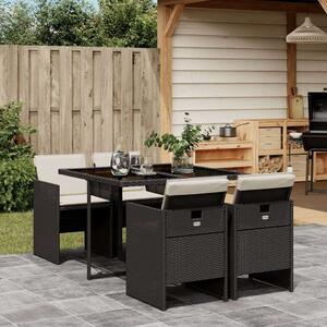VidaXL Polyrattan Kerti Étkezőgarnitúra - 5 részes - Fekete