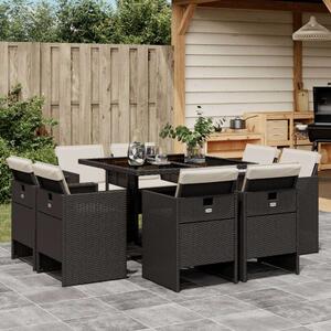 VidaXL Polyrattan Kerti Étkezőgarnitúra - 9 részes, Fekete