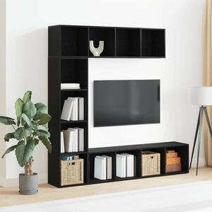 VidaXL Könyvespolc 3 pcs Fekete tölgy 36 x 30 x 143 cm Faanyag