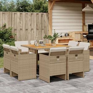 VidaXL - Polyrattan Kerti Étkezőgarnitúra - 9 részes - Bézs