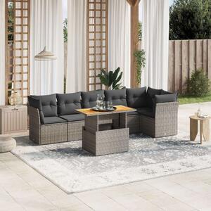 VidaXL Polyrattan Kerti Ülőgarnitúra - 7 részes - Szürke