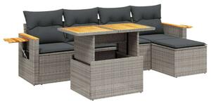 VidaXL Polyrattan Kerti Ülőgarnitúra - 6 részes - Szürke