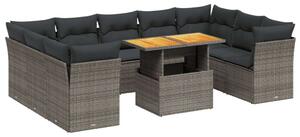 VidaXL Polyrattan Kerti Ülőgarnitúra - 10 részes - Szürke